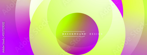 Abstract vibrant circles overlap. Gradient colors blend purple, yellow, creating modern design. Text reads background design.