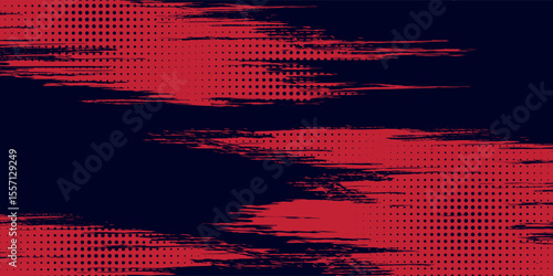Red halftone dots blue color pattern gradient grunge texture background. Dot pop art comic sport style vector illustration.