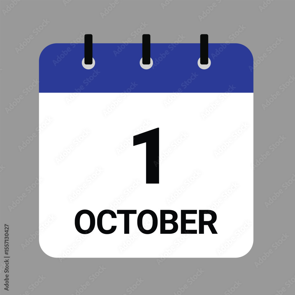 OCTOBER-01- Daily Calendar Icon - White Background OCTOBER-01- Daily Calendar Icon - White Background
