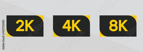 2k, 4k, 8k. icons, icon set. eps8