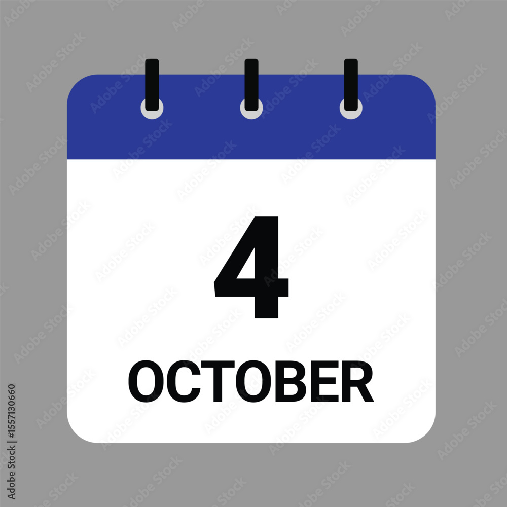 OCTOBER-04- Daily Calendar Icon - White Background OCTOBER-04- Daily Calendar Icon - White Background