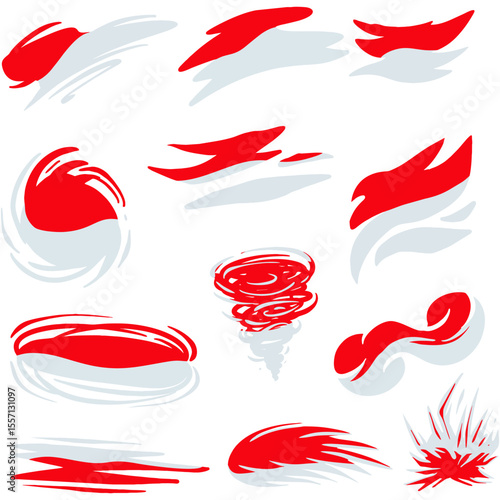 Red And White Abstract Strokes Object Media Vector Illustration