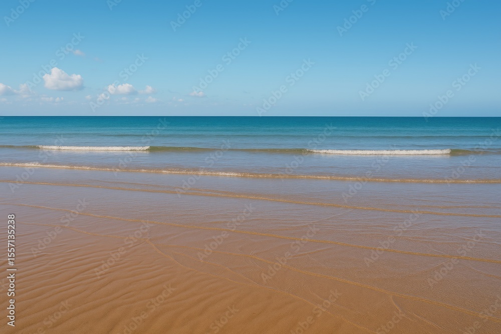 Obraz premium Receding Ocean Waters During Low Tide
