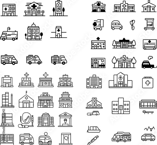 hospital icon healthcare icon medical center emergency hospital general hospital children's hospital private hospital public hospital city hospital rural hospital hospital building ho