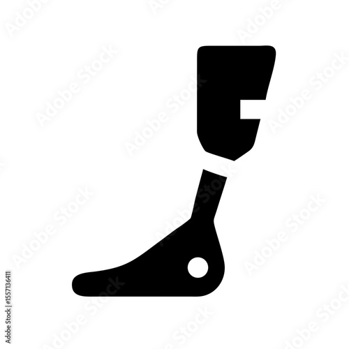 Black icon of a prosthetic leg, used to represent artificial limbs, medical devices, or mobility accessibility for amputees.
