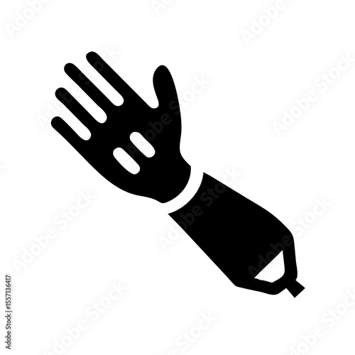 Black icon of a prosthetic hand or robotic arm, symbolizing assistive technology, artificial limbs, or physical rehabilitation.
