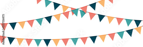 Pennants - Garland - Flags - Triangles - Festive and colorful banner for the party - Soft and harmonious colors