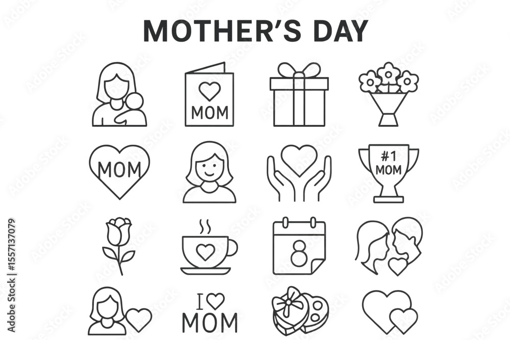 custom made wallpaper toronto digitalMother's Day Line Icons: Love, Family & Celebration Symbols