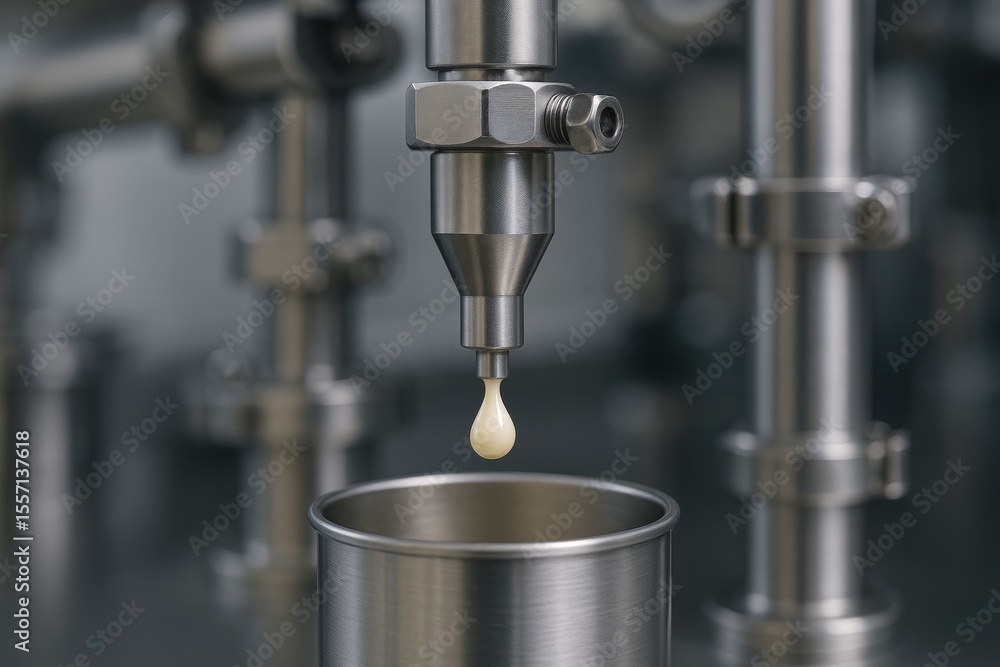 Fototapeta premium Industrial Metal Nozzle for Liquid Filling Machines in Manufacturing