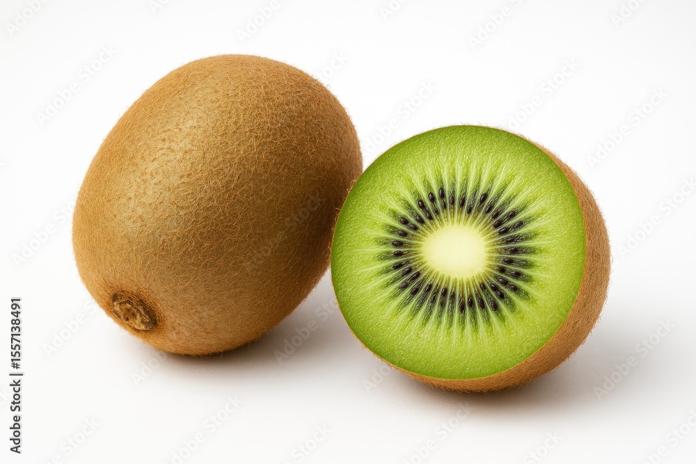 Obraz premium Single Kiwi Fruit on a White Background