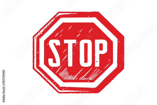 Imperfect Red and White Stop Sign on a White Background