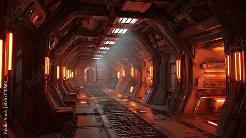 Futuristic corridor with curved walls Generative AI