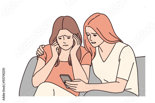 Consoling Support and Empathy: a tender scene that captures moment of solace and connection as one woman gently comforts her friend, offering empathy and support amidst a moment of distress.