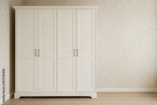 Wallpaper Mural Contemporary white wardrobe paired with a stylish bedroom wall featuring decorative wallpaper Torontodigital.ca