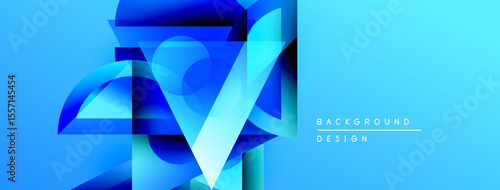 Fotografía Abstract blue design features layered geometric shapes