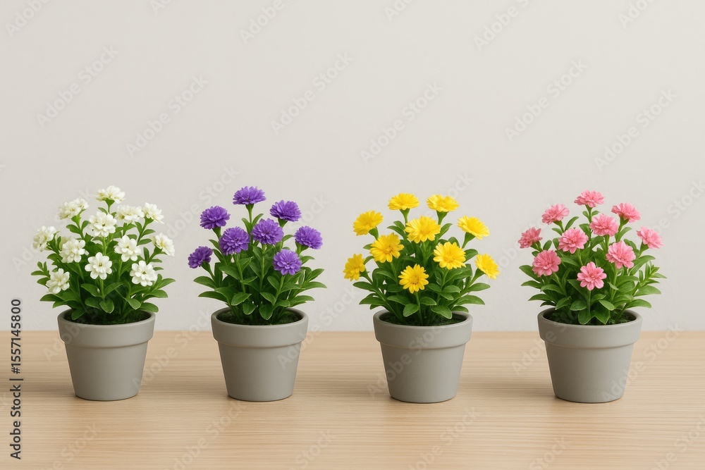 Naklejka premium Miniature floral arrangements in containers