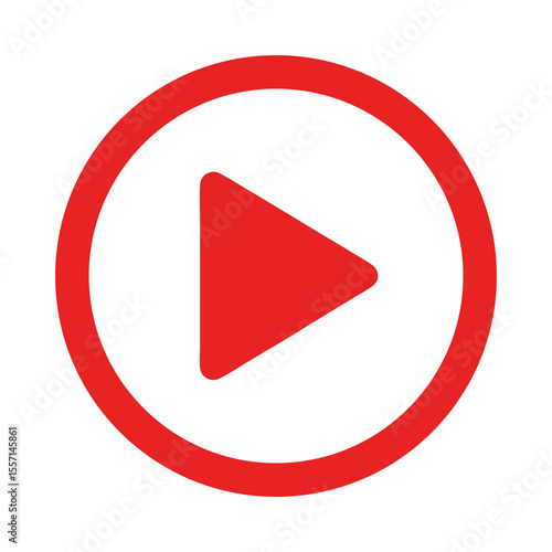 Free Download Classic Solid Red Play Button Flat Design Vector Illustration - Media Start Graphic - GFXLoad
