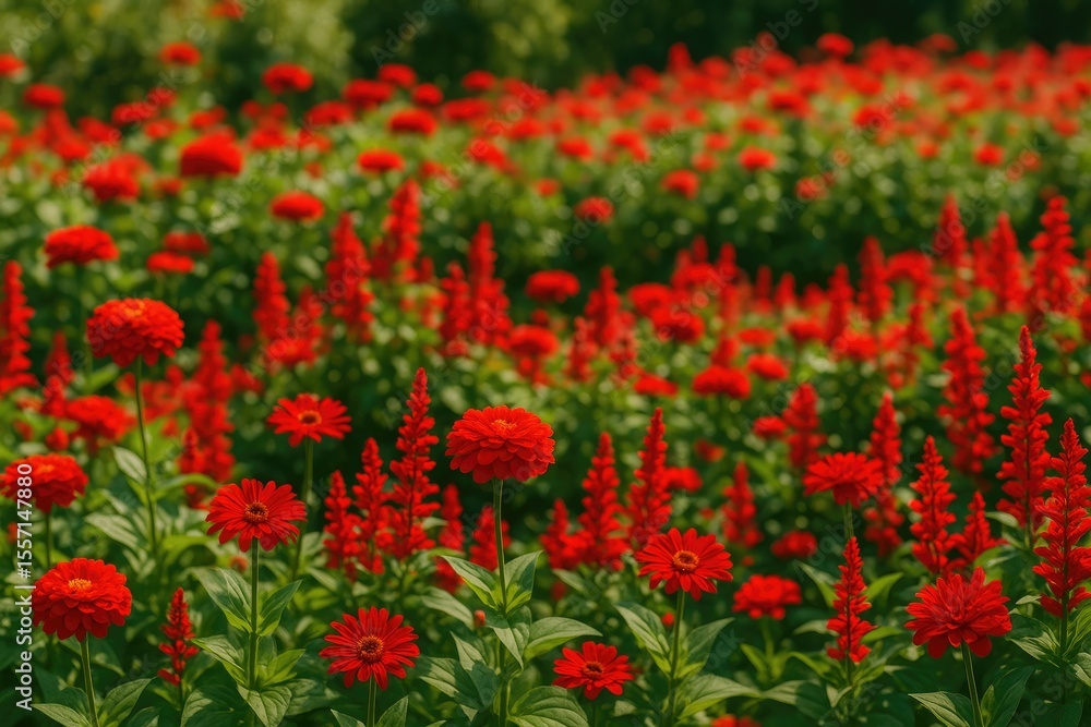 A lively floral sanctuary filled with brilliant red blossoms, inspiring enthusiasm and life. Serves as a striking centerpiece in any outdoor setting, conveying a sense of vigor and comfort. A lively floral sanctuary filled with brilliant red blossoms, inspiring enthusiasm and life. Serves as a striking centerpiece in any outdoor setting, conveying a sense of vigor and comfort.