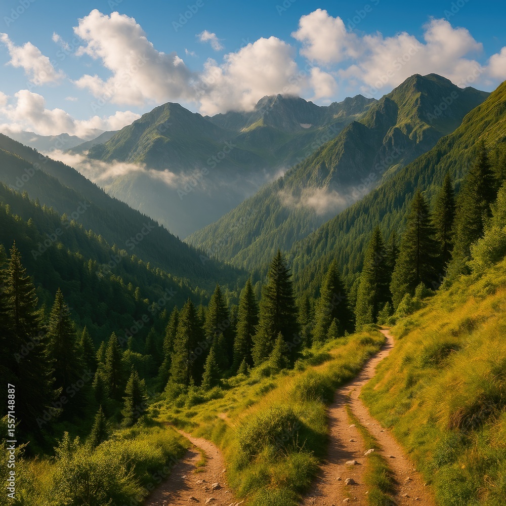 Fototapeta premium Scenic view of mountain ranges in Eastern Europe