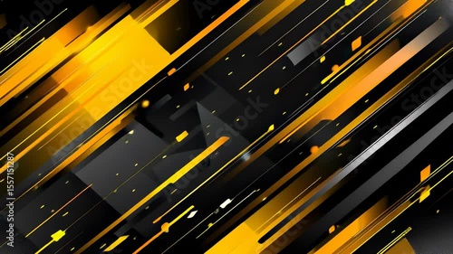 Abstract dynamic diagonal lines in vibrant yellow and black colors, creating a sense of fast motion. Ideal for backgrounds, intros, and technology-related visuals.