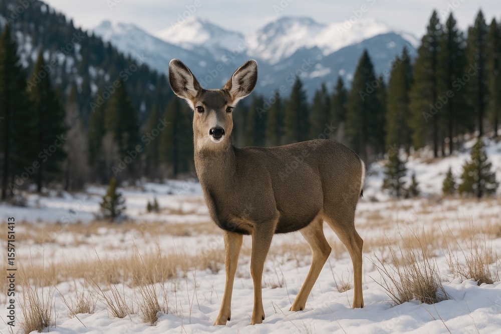 Obraz premium Female mule deer in their natural habitat