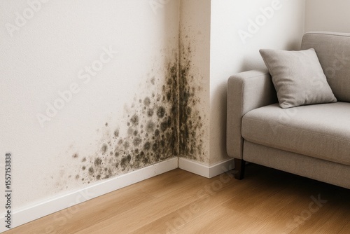 Corner mold installation in a living space