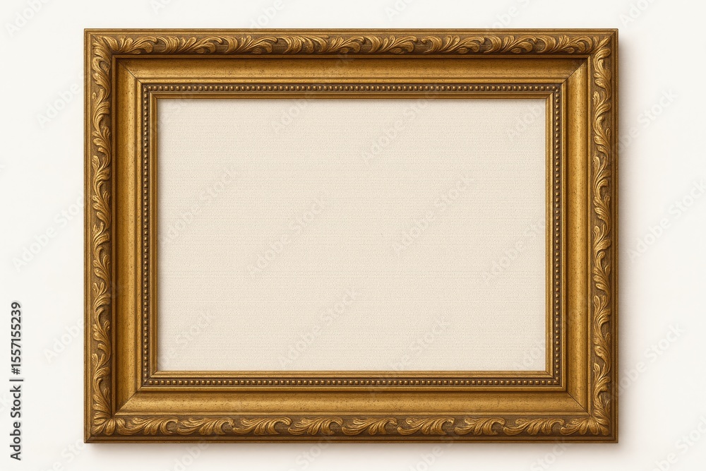 Antique Wooden Canvas Frame Mockup on White Background with Versatile Moulding Design for Art and Mirror Framing Antique Wooden Canvas Frame Mockup on White Background with Versatile Moulding Design for Art and Mirror Framing
