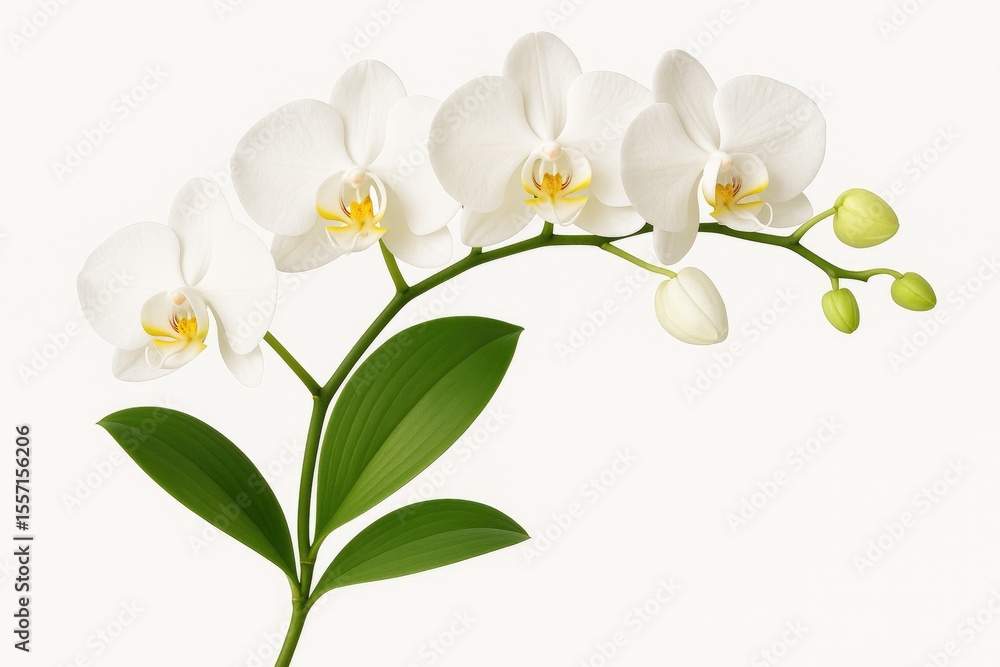 Obraz premium White-flowered orchid branch display