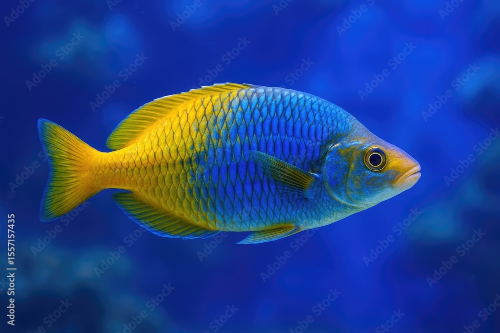 Fototapeta premium Aquarium display featuring a Boeseman croaker in a fish tank