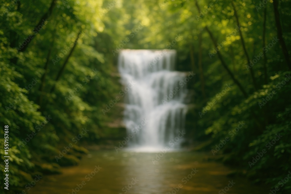 Fototapeta premium Misty Cascade in a Verdant Wilderness