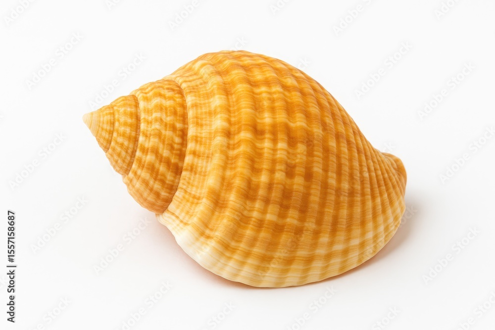 Single seashell on plain white background Single seashell on plain white background