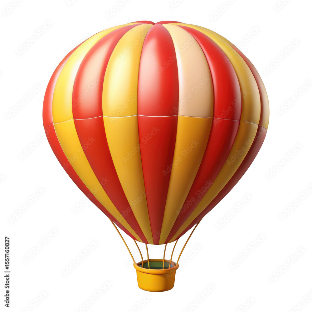 Fototapeta premium Red and yellow striped hot air balloon isolated on transparent background