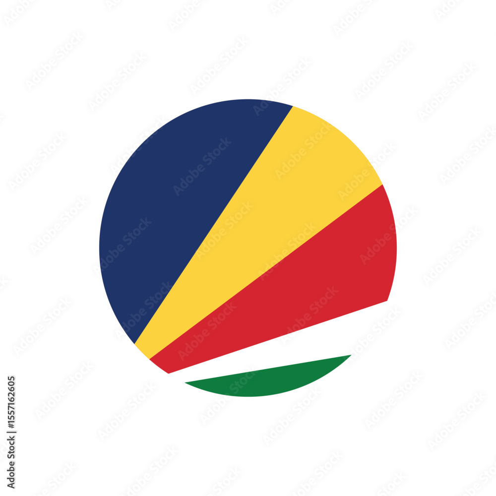 Fototapeta premium Seychelles round flag icon vector for independence day celebration on transparent background in modern editable patriotic graphic design