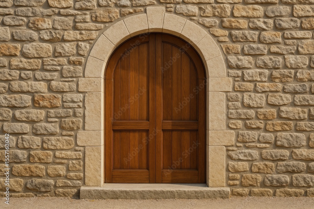 Fototapeta premium Stone wall with a gate door