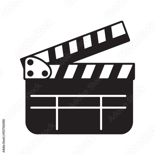 Black Clapperboard Icon for Film Production and Cinema

