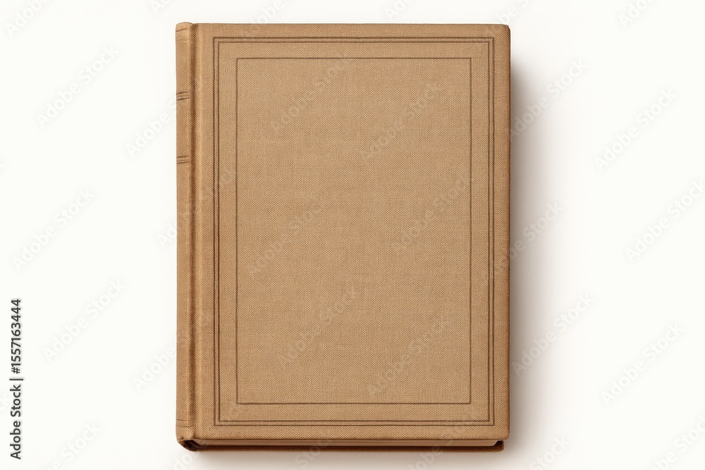 Hardcover paper book seen from the front on a white background Hardcover paper book seen from the front on a white background