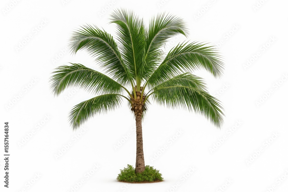 Obraz premium Green tropical foliage on a plain white backdrop