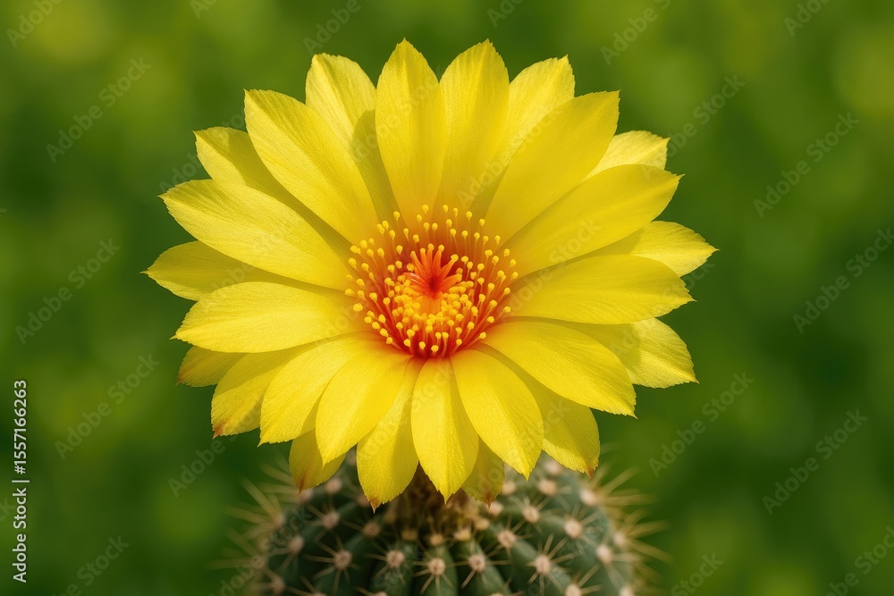 Obraz premium Mockingbird cactus with vibrant yellow bloom
