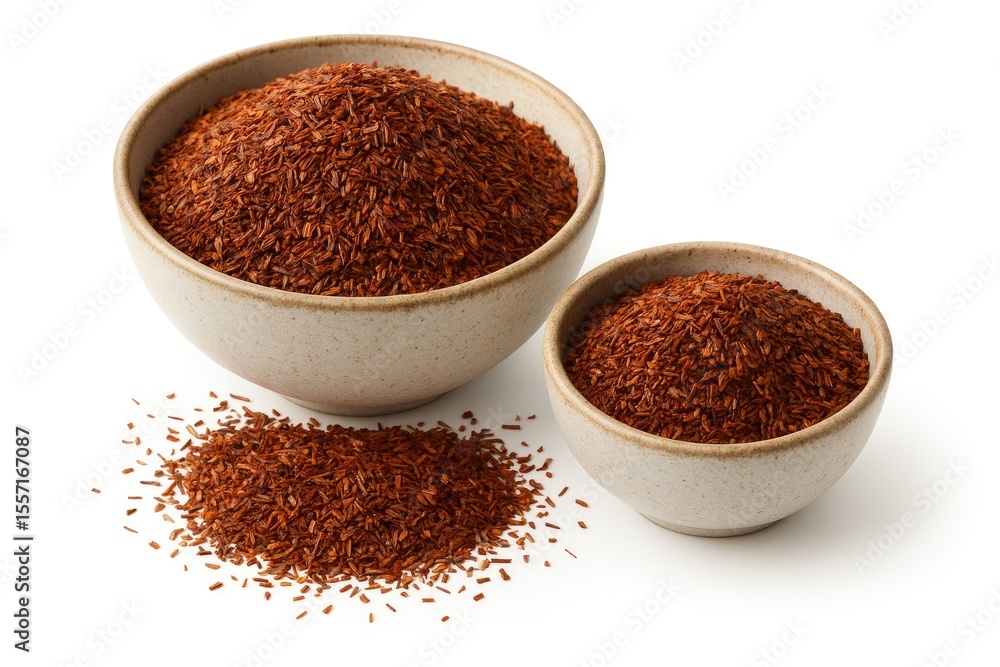 Herbal tea served in small bowls against a white background Herbal tea served in small bowls against a white background