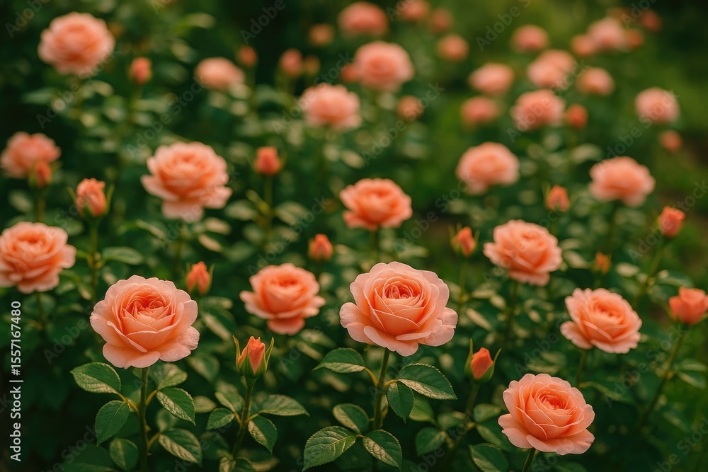 Springtime garden with vibrant, fragrant roses in full bloom, showcasing home gardening beauty Springtime garden with vibrant, fragrant roses in full bloom, showcasing home gardening beauty