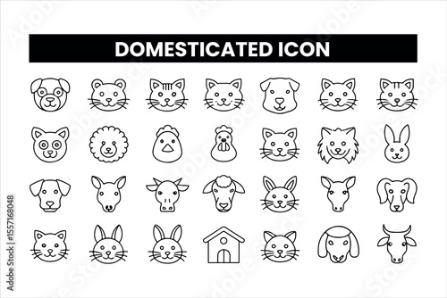 Set of  outline icons related to domesticated Linear icon collection. Editable stroke. Vector illustration