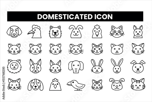 Set of  outline icons related to domesticated Linear icon collection. Editable stroke. Vector illustration
