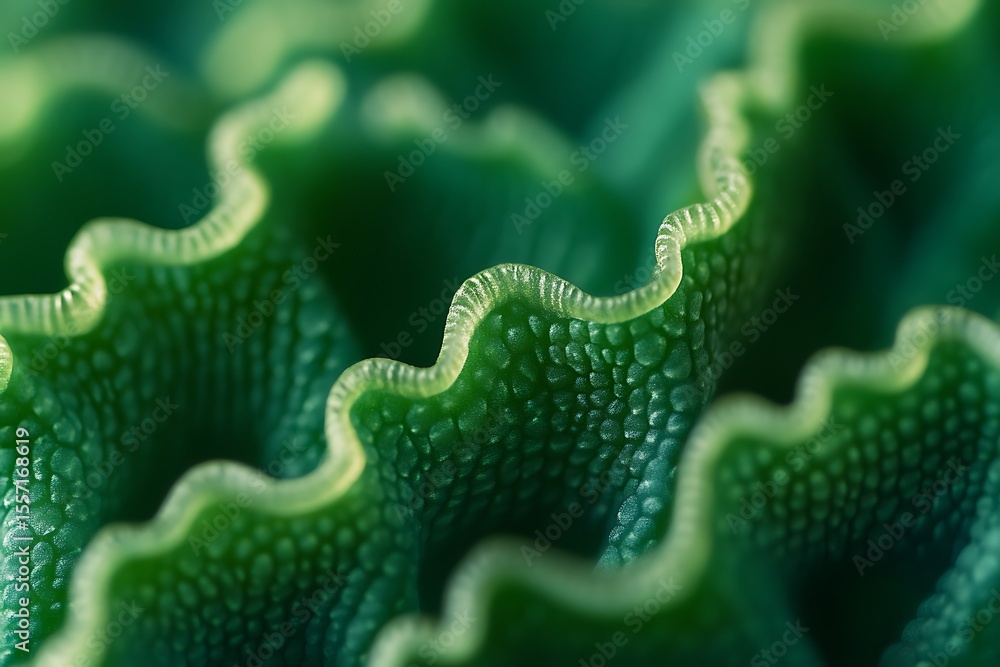 Obraz premium A detailed close-up of vibrant bright green succulent leaves, showcasing their intricate shapes, textures, and natural structures in sharp focus and vivid detail.