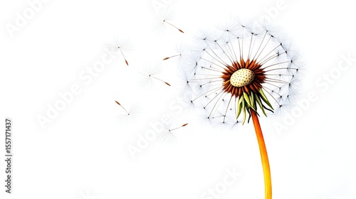 Wallpaper Mural Dandelion seeds blowing, white background, spring, nature Torontodigital.ca