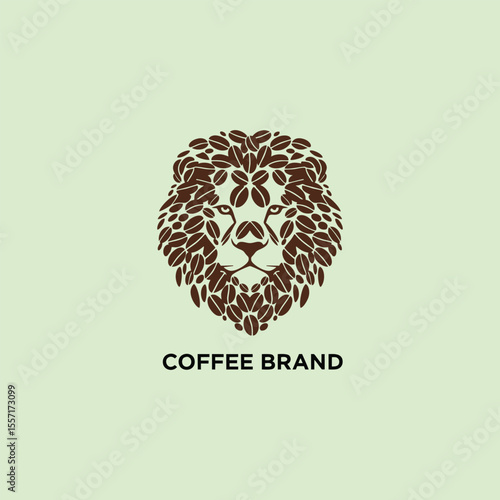 vector illustration of an lion logo with coffee icon