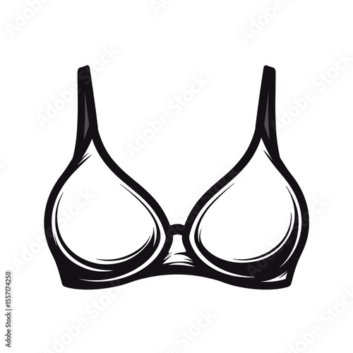 Line art of supportive bralette with bold outlines, fashion illustration design