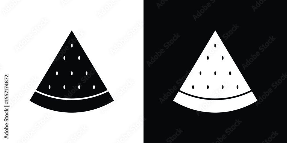 Fototapeta premium Watermelon slice icon. Black Silhouette. Graphic illustration.