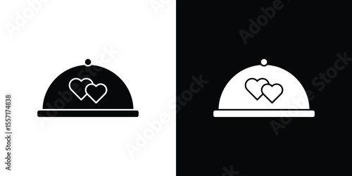 Wedding dinner icon. Black Silhouette. Graphic illustration.