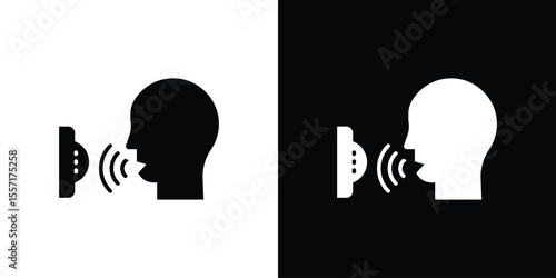 Voice control icon. Black Silhouette. Graphic illustration.