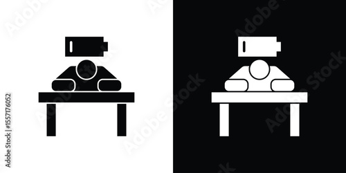 Tired person icon. Black Silhouette. Graphic illustration.